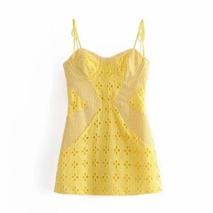 NWOT Yellow Lace Mini Dress Look Like For Love and Lemons Size S, M & L